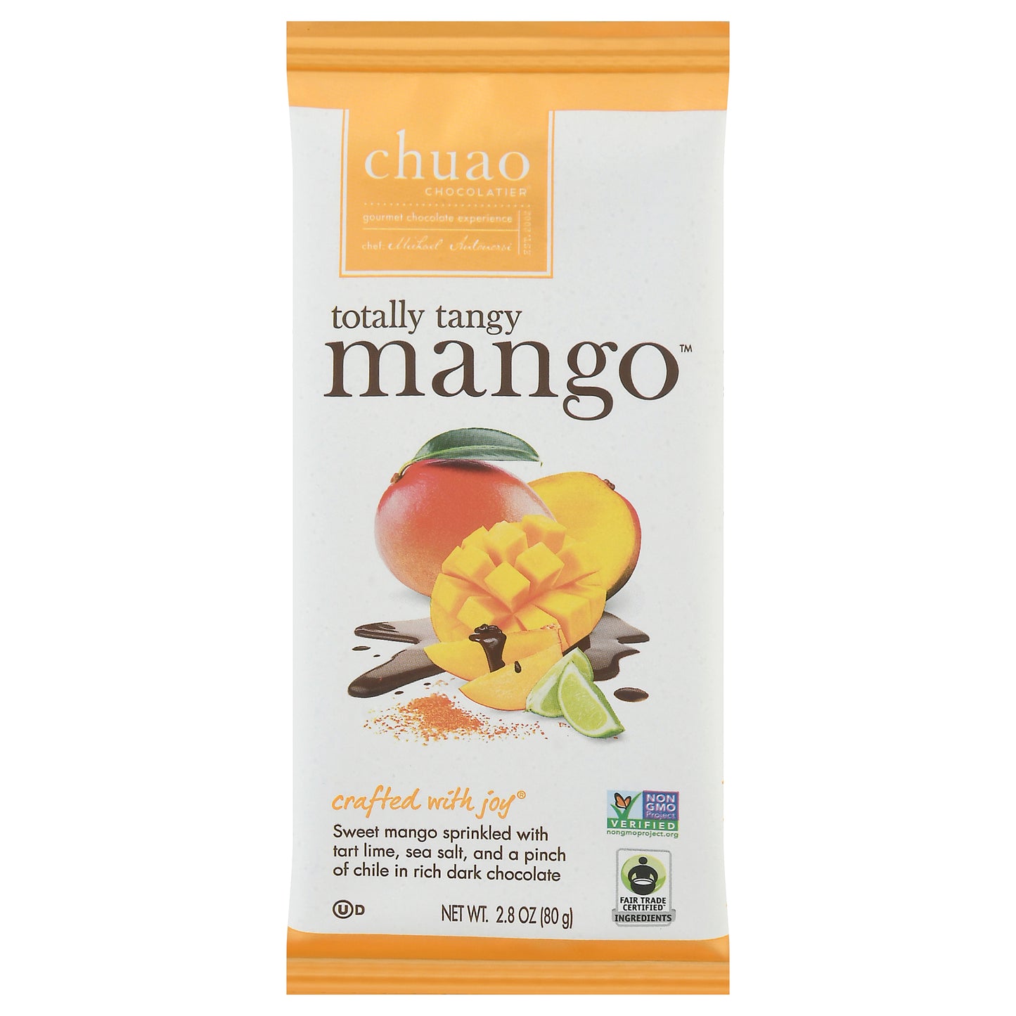Chuao Chocolatier Totally Tangy Mango Dark Chocolate Bar 2.8 oz Wrapper