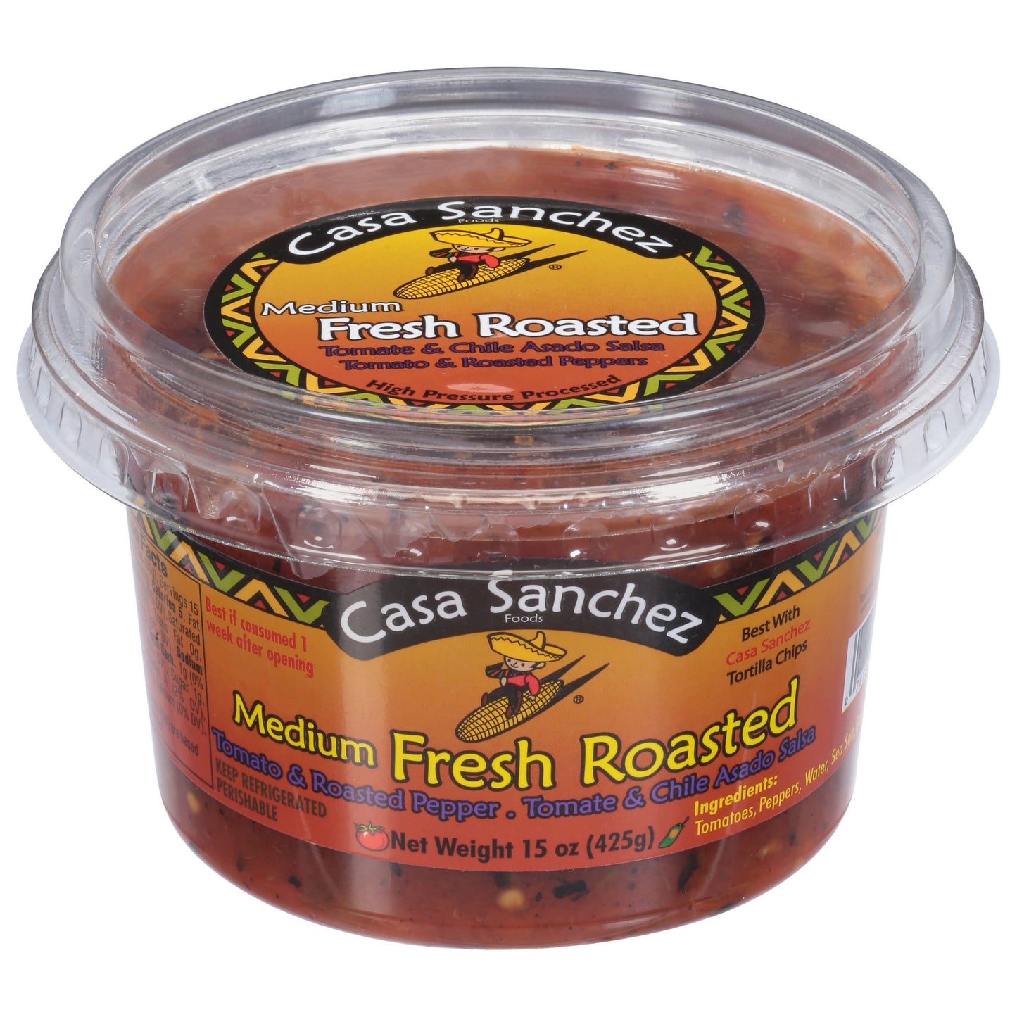 Casa Sanchez Medium Tomato & Roasted Pepper Salsa 15 oz