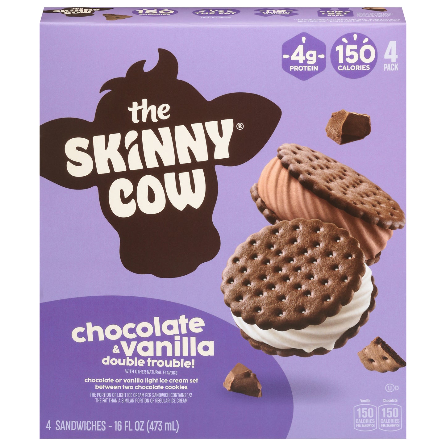 The Skinny Cow Chocolate & Vanilla Double Trouble Sandwiches 4 ea