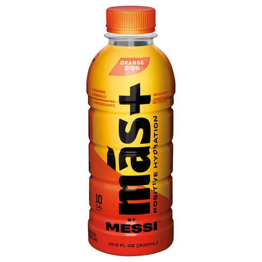 Más+ by Messi Hydration Sports Drink Orange d'Or, 16.9 fl oz Bottle