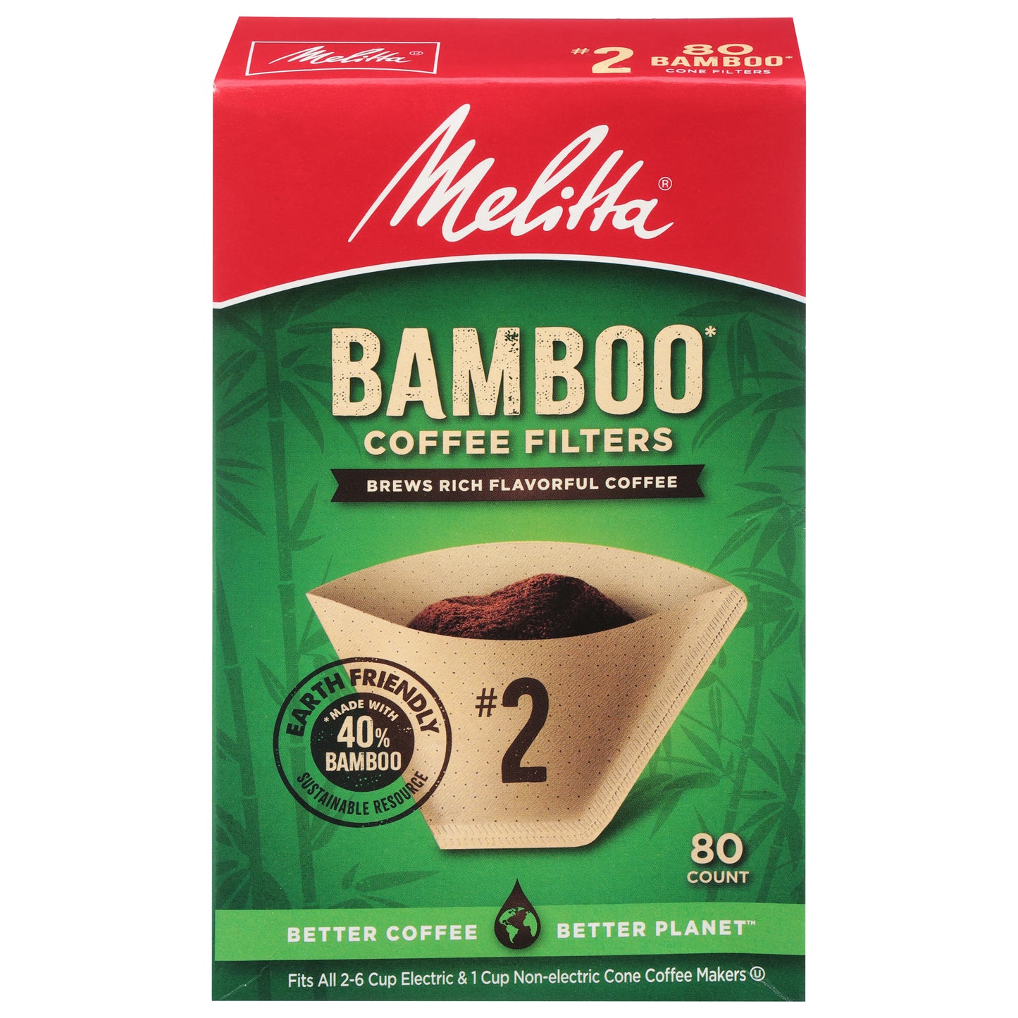 Melitta No. 2 Bamboo Coffee Filters 80 ea