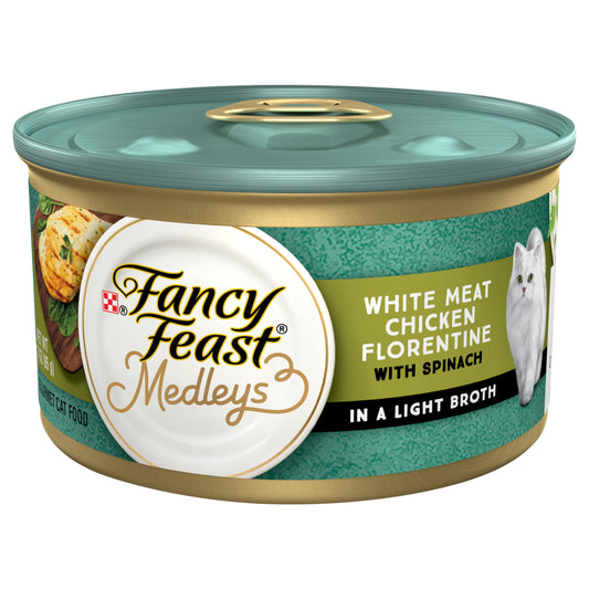 Purina Fancy Feast Gravy Wet Cat Food, Medleys White Meat Chicken Florentine With Garden Greens - 3 oz. Can