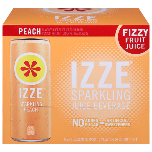 Izze Sparkling Peach Flavored Juice Beverage 6 - 8.4 fl oz Cans