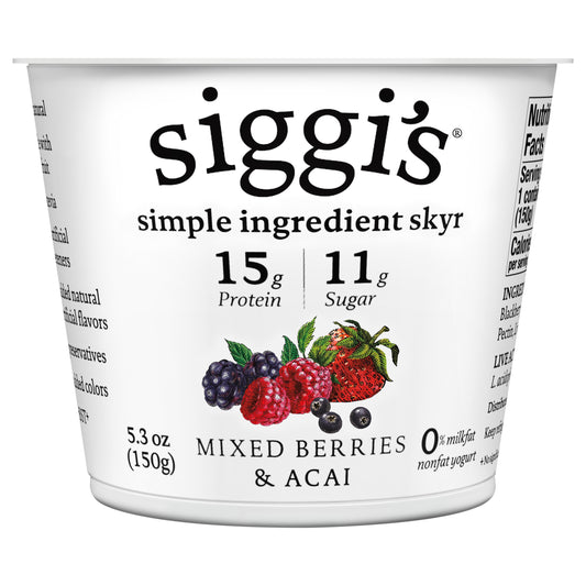 siggi’s® Icelandic Skyr Nonfat Yogurt, Acai Mixed Berry, 5.3 oz.