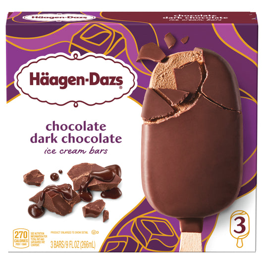 Häagen-Dazs Chocolate Dark Chocolate Ice Cream Snack Bars, 3 Count