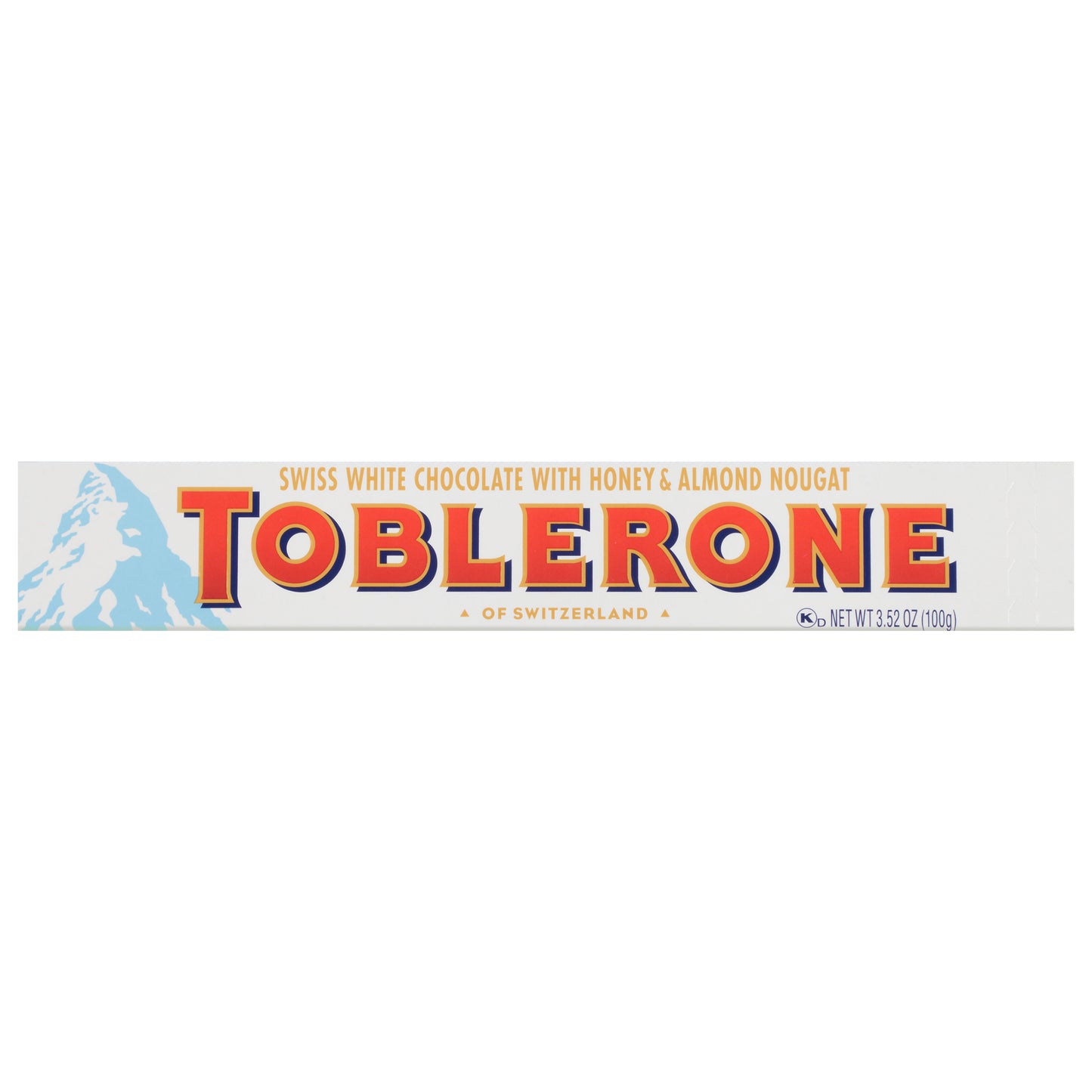 Toblerone Swiss White Chocolate Bar with Honey & Almond Nougat, 3.52 oz