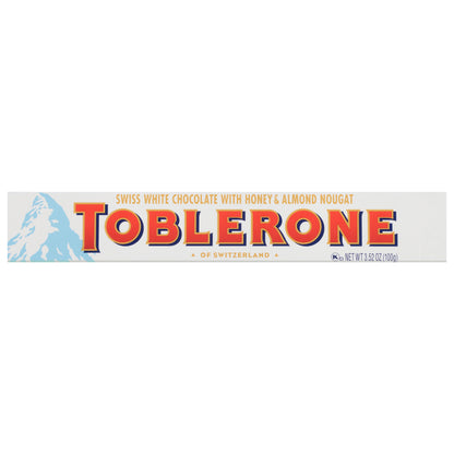 Toblerone Swiss White Chocolate Bar with Honey & Almond Nougat, 3.52 oz
