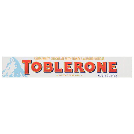 Toblerone Swiss White Chocolate Bar with Honey & Almond Nougat, 3.52 oz