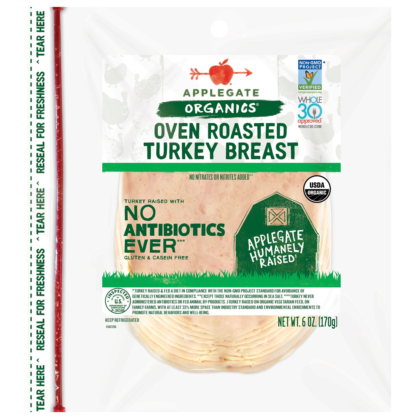 Applegate Organic Oven Roasted Turkey Breast Sliced, 6oz