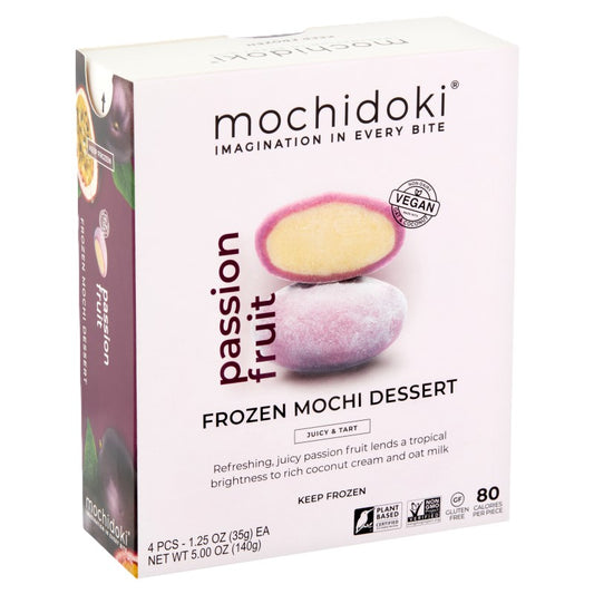 Mochidoki, Frozen Mochi Dessert Passion Fruit 4-1.25 Oz Pieces, 5 Oz