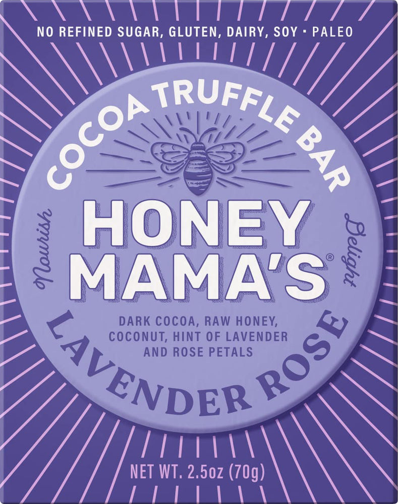 Honey Mama`s, Lavender Rose Cocoa Truffle Bar, 2.5 Oz