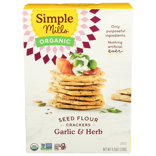 Simple Mills, Cracker Seed Flour Garlic Herb, 4.25 Oz