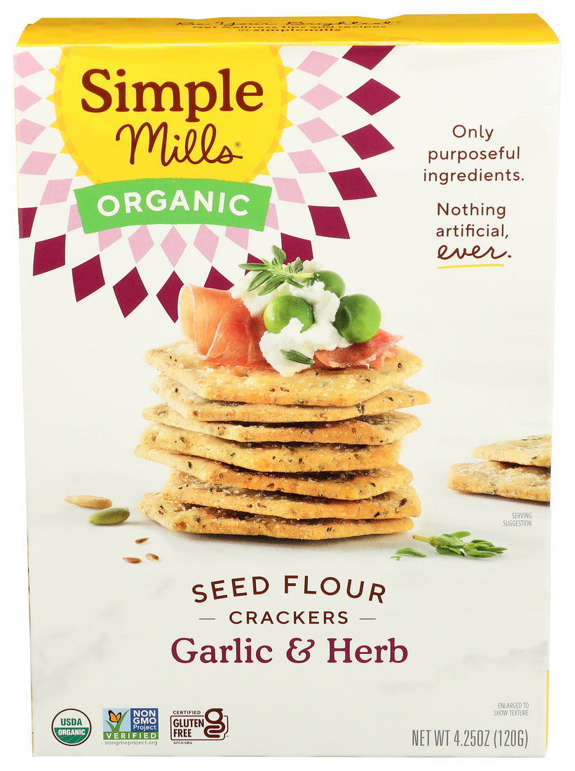 Simple Mills, Cracker Seed Flour Garlic Herb, 4.25 Oz
