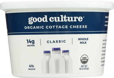 Good Culture Cottage Cheese, Small Curd, 4% Milkfat, Organic, Whole Milk Classic