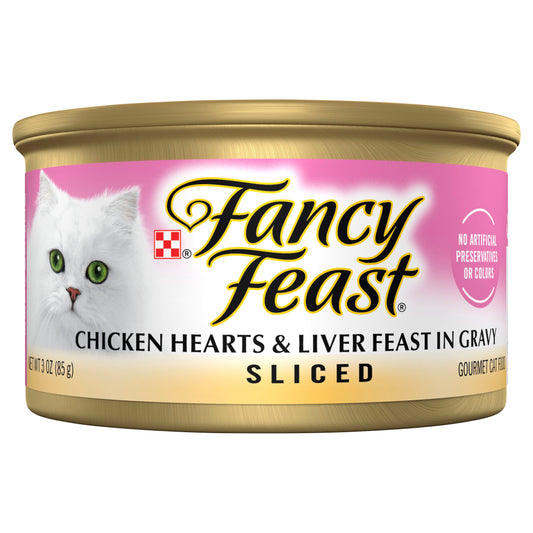 Purina Fancy Feast Gravy Wet Cat Food, Sliced Chicken Hearts & Liver Feast in Gravy - 3 oz. Can