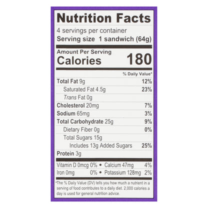 Alden's Organic Round Sammies Ice Cream Sandwich with Real Organic Cocoa 4 - 3.5 fl oz Sandwiches