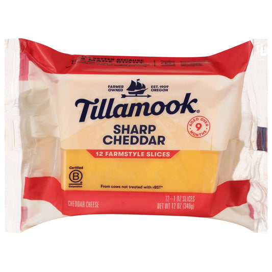 Tillamook Farmstyle Sharp Cheddar Cheese Slices 12 - 1 oz Slices