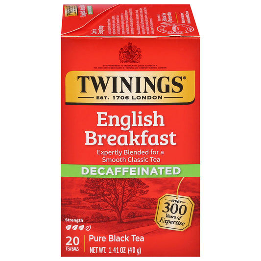 Twinings Decaffeinated Pure English Breakfast Black Tea 20 Tea Bags