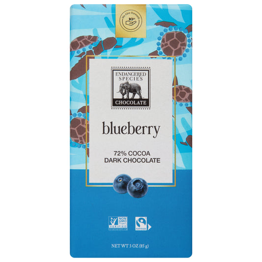 Endangered Species 72% Cocoa Blueberry Dark Chocolate 3 oz
