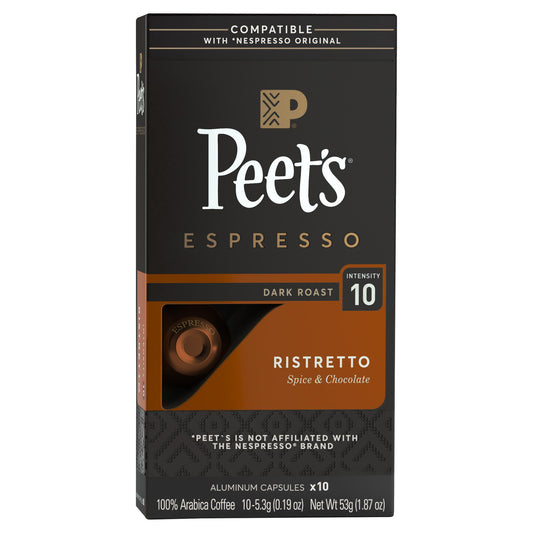 Peet's Coffee, Ristretto (Intensity 10) Dark Roast Capsules - 10ct Capsules
