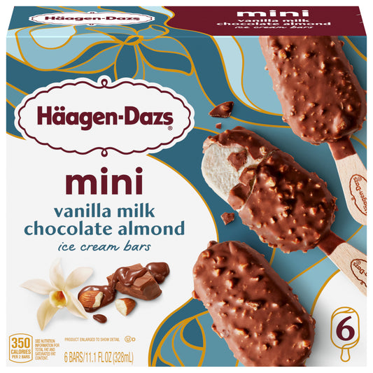 Haagen-Dazs Vanilla Milk Chocolate Almond Ice Cream Mini Bars, 6 Count