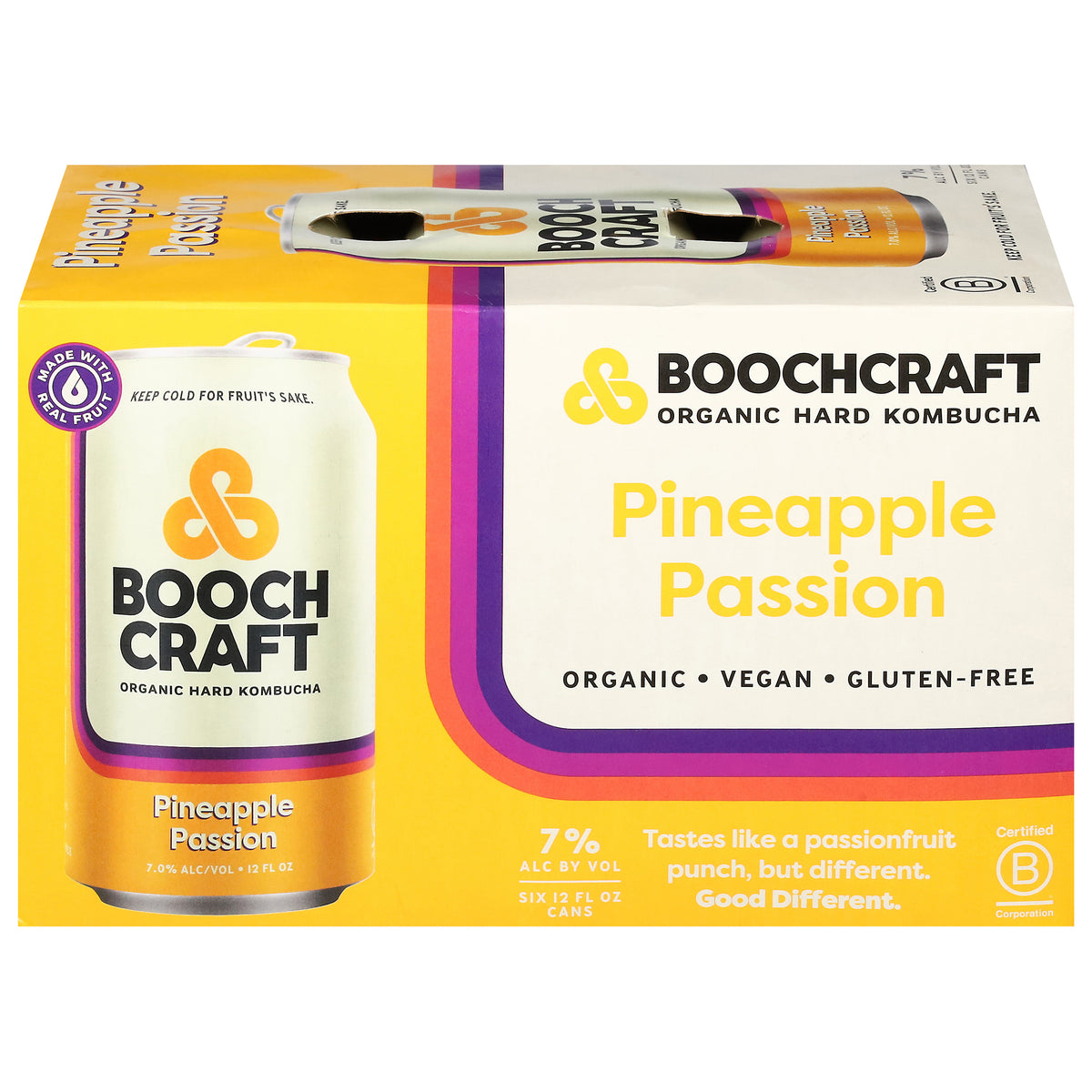 Boochcraft Organic Pineapple Passion Hard Kombucha 6 - 12 fl oz Cans