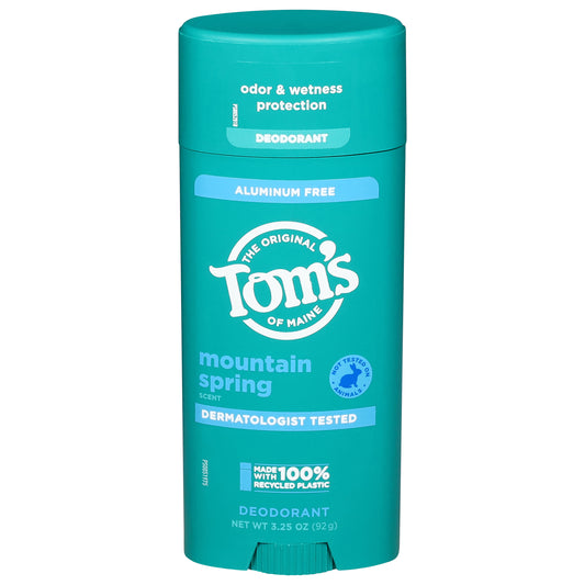 Tom’s of Maine Mountain Spring Natural Deodorant for Men and Women, Aluminum Free, 3.25 Oz.