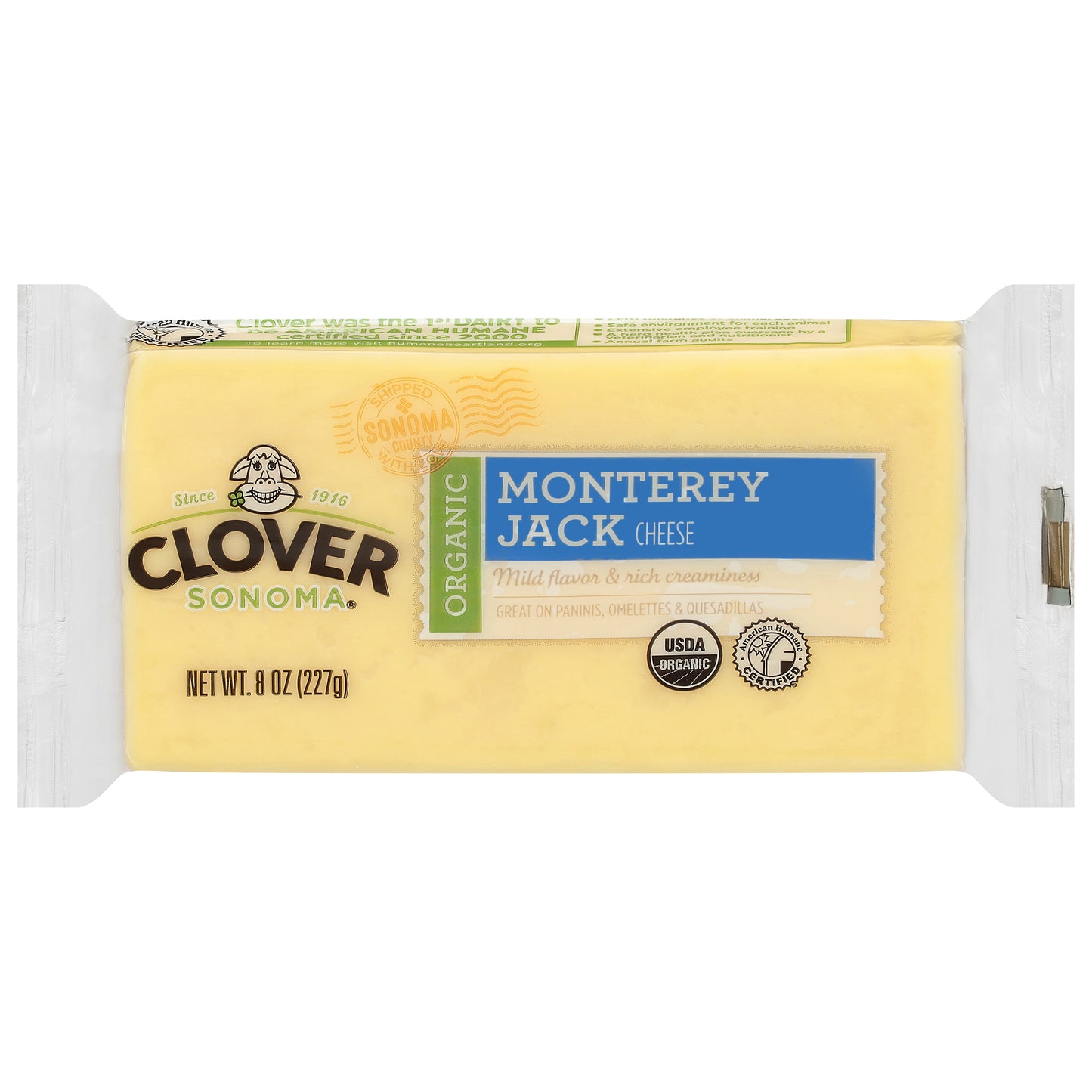 Clover Sonoma Organic Monterey Jack Cheese 8 oz