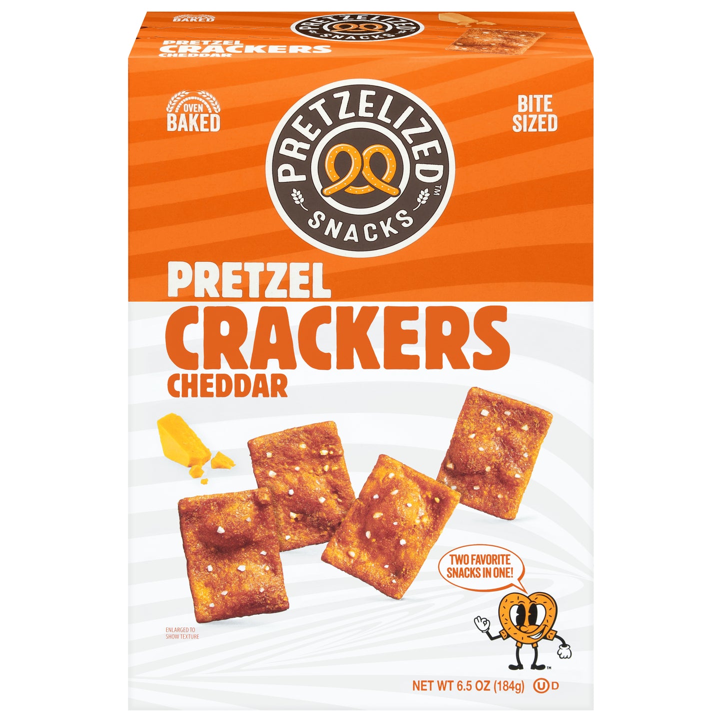Pretzelized Snacks Oven Baked Pretzel Cheddar Crackers Bite Sized 6.5 oz