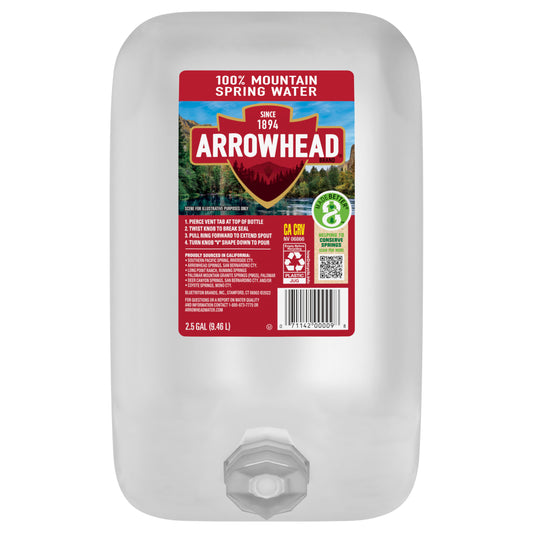 ARROWHEAD Brand 100% Mountain Spring Water, 2.5-gallon plastic jug