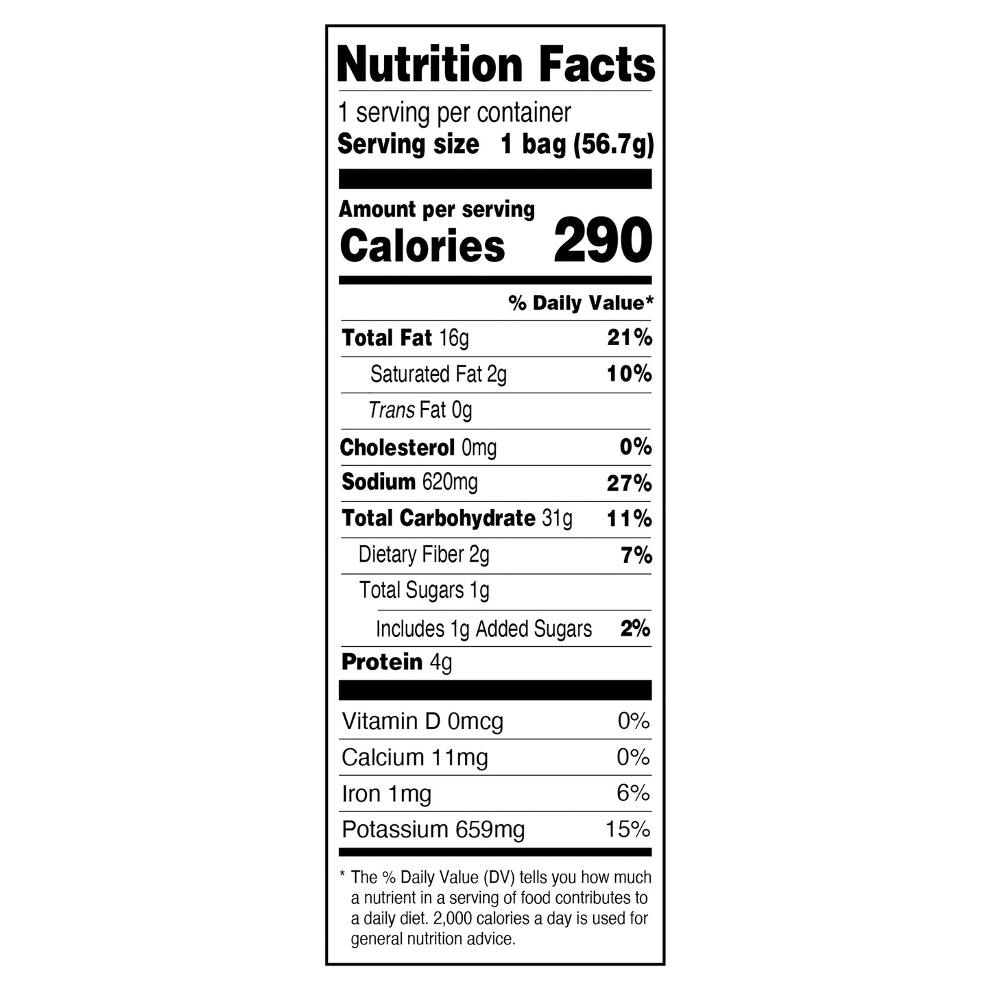 2 oz "Dirty" Salt & Vinegar Potato Chips