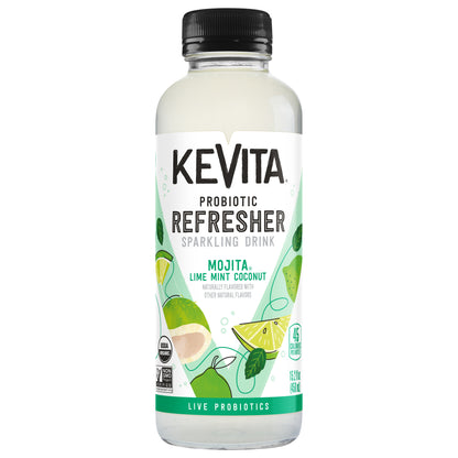 KeVita Sparkling Probiotic Drink, Mojita Lime Mint Coconut, 15.2 Fl Oz Bottle