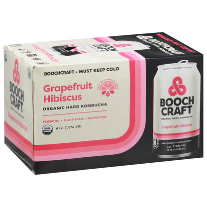Boochcraft Grapefruit Hibiscus Hard Kombucha 6-12 fl oz Cans
