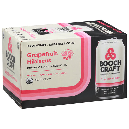 Boochcraft Grapefruit Hibiscus Hard Kombucha 6-12 fl oz Cans