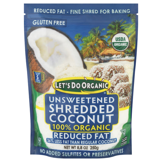 Let's Do Organic Reduced Fat Unsweetened Shredded Coconut 8.8 oz Stand Pack
