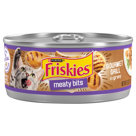 Purina Friskies Gravy Wet Cat Food, Meaty Bits Gourmet Grill - 5.5 oz. Can