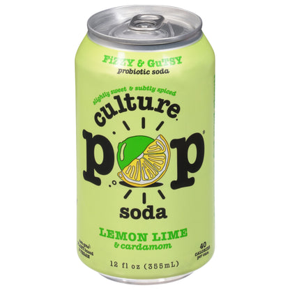 Culture Pop Lemon Lime & Cardamom Probiotic Soda 12 fl oz