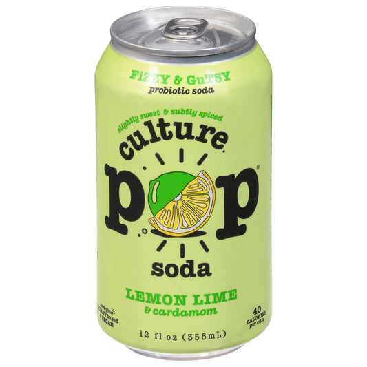 Culture Pop Lemon Lime & Cardamom Probiotic Soda 12 fl oz