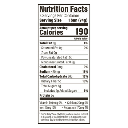 Oroweat Whole Wheat Buns, 8 count, 21 oz