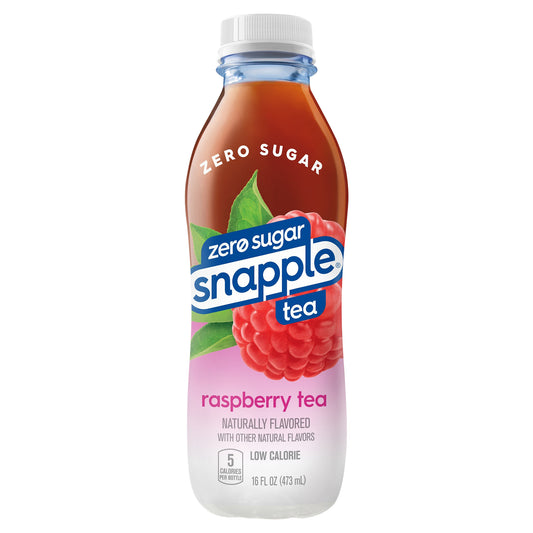 Snapple Zero Sugar Raspberry Tea, 16 fl oz recycled plastic bottle