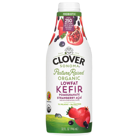 Clover Sonoma 1% Milkfat Organic Lowfat Pomegranate Strawberry Acai Kefir 32 fl oz