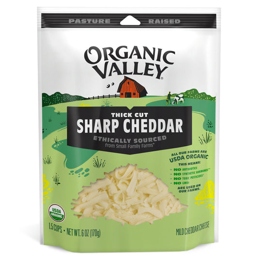 Organic Valley, Cheddar Cheese Sharp Thick Cut Organic, 6 Oz