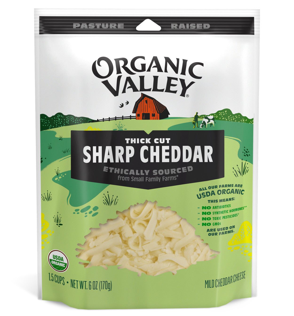 Organic Valley, Cheddar Cheese Sharp Thick Cut Organic, 6 Oz