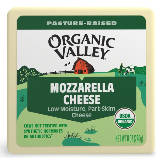 Organic Valley, Mozzarella Cheese Low Moisture Part Skim, 8 Oz