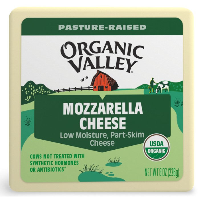 Organic Valley, Mozzarella Cheese Low Moisture Part Skim, 8 Oz