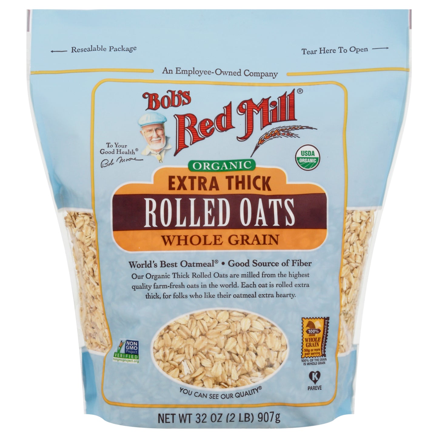 Bob's Red Mill Organic Extra Thick Whole Grain Rolled Oats 32 oz