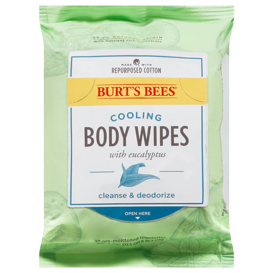 Burt's Bees Cooling Body Wipes with Eucalyptus 30 Towelettes