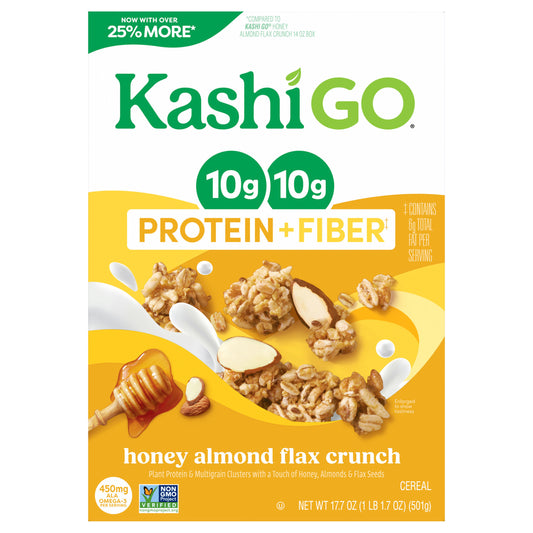 Kashi GO Protein Cereal Honey Almond Flax Crunch, 10g Protein, 17.7 oz