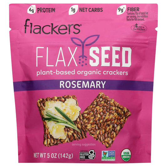Flackers Organic Plant-Based Flax Seed Rosemary Crackers 5 oz