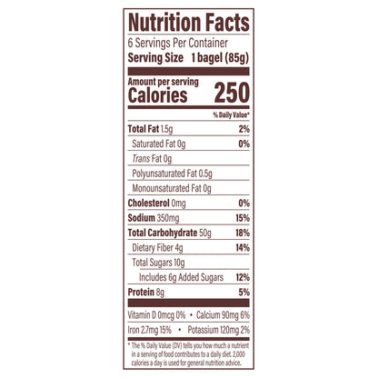Thomas' Cinnamon Raisin Bagels, 6 count, 18 oz